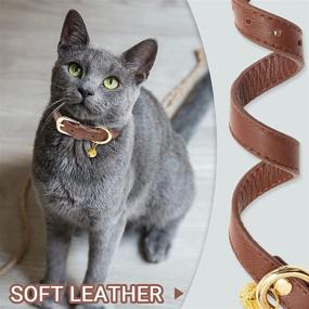 img 2 attached to 🐈 FLYSTAR Cat Collar with Bell - Adjustable Soft Genuine Leather Collars for Cats, Cute ID Basic Collar Set for Kittens and Puppies