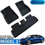 🚗 custom fit 3d foot carpet car interior accessories for tesla model 3 2022-2017 | turoaz all weather floor mats | anti-slip waterproof & easy to clean (black) логотип