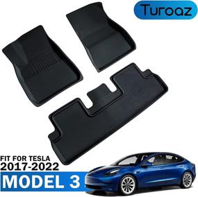 img 4 attached to 🚗 Custom Fit 3D Foot Carpet Car Interior Accessories for Tesla Model 3 2022-2017 | TUROAZ All Weather Floor Mats | Anti-Slip Waterproof & Easy to Clean (Black)