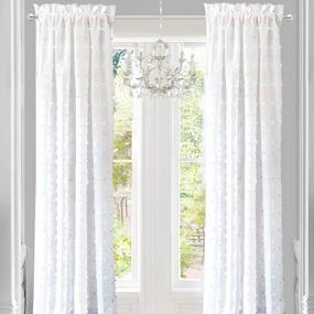 img 1 attached to DriftAway Lily White Voile Sheer Window Curtains For Kids Nursery Room Embroidered With Pom Pom Rod Pocket 2 Panels Each Size 52 Inch By 84 Inch Soft Pink