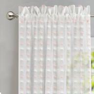 driftaway lily white voile sheer window curtains for kids nursery room embroidered with pom pom rod pocket 2 panels each size 52 inch by 84 inch soft pink logo
