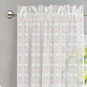 img 4 attached to DriftAway Lily White Voile Sheer Window Curtains For Kids Nursery Room Embroidered With Pom Pom Rod Pocket 2 Panels Each Size 52 Inch By 84 Inch Soft Pink