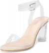 bojin women’s clear heels sandals open toe ankle strap block chunky high heel shoes party wedding dress sandals logo