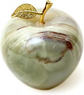 stylish handmade green onyx apple paperweight - perfect for home and office decor logo
