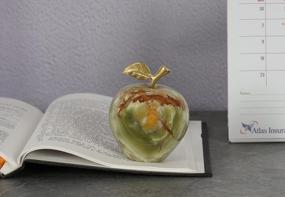 img 1 attached to Stylish Handmade Green Onyx Apple Paperweight - Perfect For Home And Office Decor