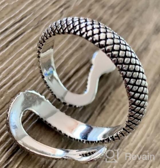 img 1 attached to 🐍 Gold Snake Ring for Men and Women: Gothic Silver Snake Rings - Adjustable Vintage Ring for Men (Eboy) review by Brian Unruh