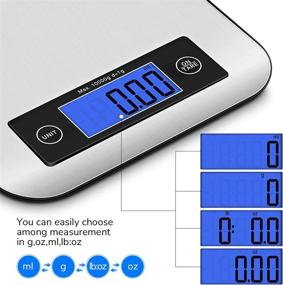 img 3 attached to Stainless Steel Digital Kitchen Food Scale By CUSIBOX With LCD Display, Tare Function, And High Accuracy For Baking, Cooking, And Postage, In Silver