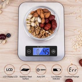 img 2 attached to Stainless Steel Digital Kitchen Food Scale By CUSIBOX With LCD Display, Tare Function, And High Accuracy For Baking, Cooking, And Postage, In Silver