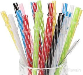 img 1 attached to Set of 25 BPA-Free 9 Inch Reusable Plastic Straws | Transparent Drinking Straws for Mason Jar, Yeti Tumbler | Includes Cleaning Brush