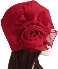 img 1 attached to Винтажная цветочная шляпа-тюрбан с широкими полями для женщин