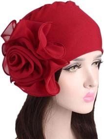 img 2 attached to Винтажная цветочная шляпа-тюрбан с широкими полями для женщин