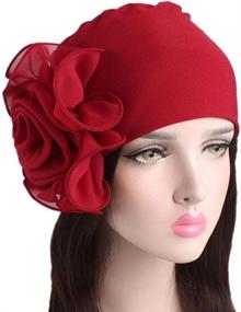img 3 attached to Vintage Floral Turban Hat With Wide Brim For Women