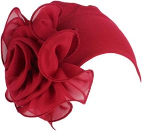 img 4 attached to Винтажная цветочная шляпа-тюрбан с широкими полями для женщин