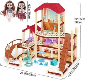 img 2 attached to 3-этажный кукольный домик DeAO с 2 куклами и мебелью - идеальный набор для ролевых игр для детей!
