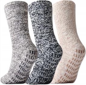 img 4 attached to Stay Comfortable And Safe With JORMATT'S Non-Skid Ultra-Thick Fuzzy Grip Socks - 3 Pairs For All!