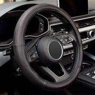 🚗 labbyway microfiber leather universal auto car steering wheel cover - 15 inch, black, for suvs, vans, trucks logo