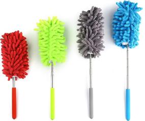 img 1 attached to 🧹 MuchL 4 Pack Microfiber Extendable Hand Dusters: Versatile and Washable Cleaning Brushes for Home, Car, Office, and Electronics