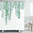 botanical shower curtain with leaf print - livilan plant design, green eucalyptus and succulent pattern, sage tones - 72x72 inches water-repellent fabric with hooks for extra long coverage logo