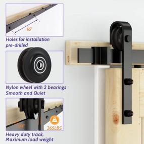 img 1 attached to Black Barn Door Hardware Kit - SKYSEN 5.5FT Single Sliding Track, 1/4" Thick Material, Smooth & Quiet, Easy To Install - Available In 4FT-13FT Lengths - J Shape Design