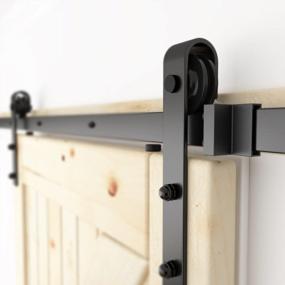 img 2 attached to Black Barn Door Hardware Kit - SKYSEN 5.5FT Single Sliding Track, 1/4" Thick Material, Smooth & Quiet, Easy To Install - Available In 4FT-13FT Lengths - J Shape Design