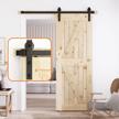 black barn door hardware kit - skysen 5.5ft single sliding track, 1/4" thick material, smooth & quiet, easy to install - available in 4ft-13ft lengths - j shape design logo