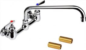img 4 attached to Upgrade Your Commercial Kitchen With COOLWEST 8" Center Wall Mount Sink Faucet - Chrome Finish, 2 Handles, 12 Inch Swivel Swing Spout