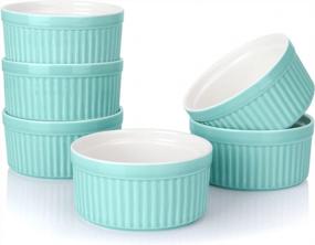 img 4 attached to 8Oz White Porcelain Ramekins Set Of 6 For Baking And Serving Souffles, Desserts, Puddings, Custards, Ice Cream, Lava Cake, And Snacks - Perfect Bakeware Set For Creme Brulee And More