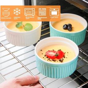 img 1 attached to 8Oz White Porcelain Ramekins Set Of 6 For Baking And Serving Souffles, Desserts, Puddings, Custards, Ice Cream, Lava Cake, And Snacks - Perfect Bakeware Set For Creme Brulee And More