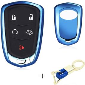 img 1 attached to ROYALFOX (TM 4 5 6 кнопок TPU Smart Keyless Entry Remote Key Fob Case Cover Keychain For 2016-2018 Cadillac CT6