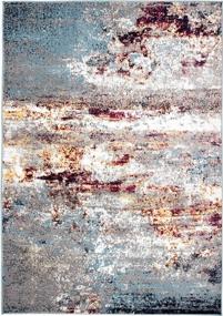 img 3 attached to Distressed Abstract Watercolor Area Rug 5' X 7', Multi-Color, By Rugshop