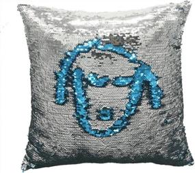 img 3 attached to MOCOFO Reversible Flip Sequins Pillow Cover: Glittery Teal Mermaid Fish Design - Silver Color Changing Cushion Covers For Sofa 16X16