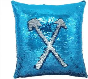 img 2 attached to MOCOFO Reversible Flip Sequins Pillow Cover: Glittery Teal Mermaid Fish Design - Silver Color Changing Cushion Covers For Sofa 16X16