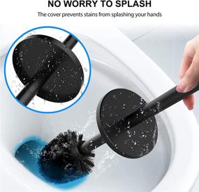 img 1 attached to SetSail Toilet Brush: Premium 304 Stainless Steel Holder with Durable Scrubbing Bristles - Elegant Black Bathroom Toilet Cleaner Brush