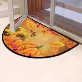 img 3 attached to Inviting Autumn Charm: AUUXVA Half Round Door Mat With Sunflowers, Pumpkins And Butterflies For Non-Slip Entryways And Patios