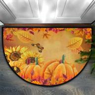 притягательное осеннее очарование: полукруглый дверной коврик auuxva с подсолнухами, тыквами и бабочками для нескользящих подъездов и патио логотип