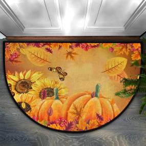 img 4 attached to Inviting Autumn Charm: AUUXVA Half Round Door Mat With Sunflowers, Pumpkins And Butterflies For Non-Slip Entryways And Patios