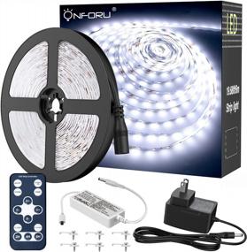 img 4 attached to 19.68Ft Dimmable LED Strip Lights With Remote - Onforu White Tape Light With 3 Modes, 6000K Brightness And 360 LEDs For Bedroom, Kitchen, And Under Cabinet Lighting - 6M 12V Ribbon Mirror Light