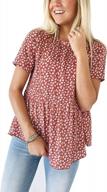 hibluco women's summer tops short sleeve round neck floral print shirt tunic blouse логотип
