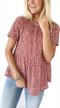 hibluco women's summer tops short sleeve round neck floral print shirt tunic blouse logo