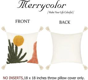 img 1 attached to Merrycolor Boho Throw Pillow Covers 18X18 Tufted Decorative Pillow Covers With Tassels Abstract Sun Plant Leaf Pillow Cases Bohemian Cushion Covers For Couch Sofa Bed Home Decor(1 Pcs,Plant A)