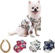 🌺 hawaiian dog shirt set: 3+1pcs beach pet shirts with tropical prints for small dogs logo