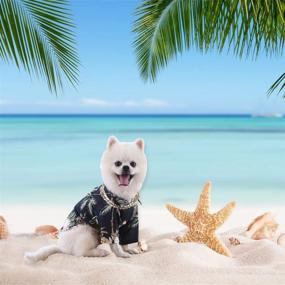 img 1 attached to 🌺 Hawaiian Dog Shirt Set: 3+1pcs Beach Pet Shirts with Tropical Prints for Small Dogs
