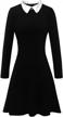 aphratti women's long sleeve casual peter pan collar fit and flare skater dress 1 logo