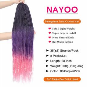 img 2 attached to Get Vibrant And Stunning Twist Hairstyles With Long Ombre Crochet Hair - 28 Inch, 8 Packs For Braiding, 35 Strands/Pack - Perfect For Black Women!