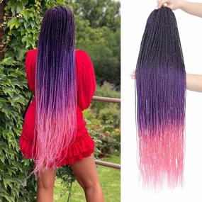 img 4 attached to Get Vibrant And Stunning Twist Hairstyles With Long Ombre Crochet Hair - 28 Inch, 8 Packs For Braiding, 35 Strands/Pack - Perfect For Black Women!