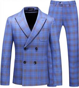 img 4 attached to Stand Out At Your Next Event With MOGU'S Plaid Double-Breasted 3-Piece Suit For Men