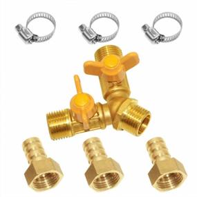 img 1 attached to 1/2" Hose Barb Beduan 3 Way Shut Off Brass Y Shaped Ball Valve - 2 Switch Control