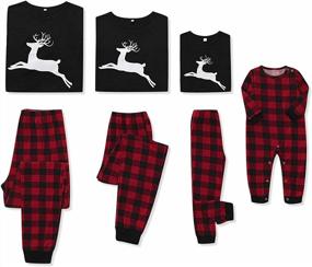 img 4 attached to Christmas Reindeer Plaid Pajamas: Matching Long Sleeve Sets For The Whole Family, Striped Kids Holiday Sleepwear And Homewear By CARETOO