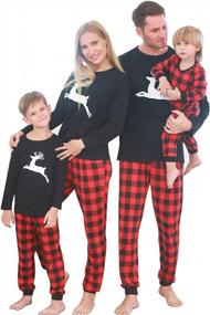 img 3 attached to Christmas Reindeer Plaid Pajamas: Matching Long Sleeve Sets For The Whole Family, Striped Kids Holiday Sleepwear And Homewear By CARETOO