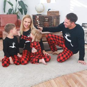 img 1 attached to Christmas Reindeer Plaid Pajamas: Matching Long Sleeve Sets For The Whole Family, Striped Kids Holiday Sleepwear And Homewear By CARETOO